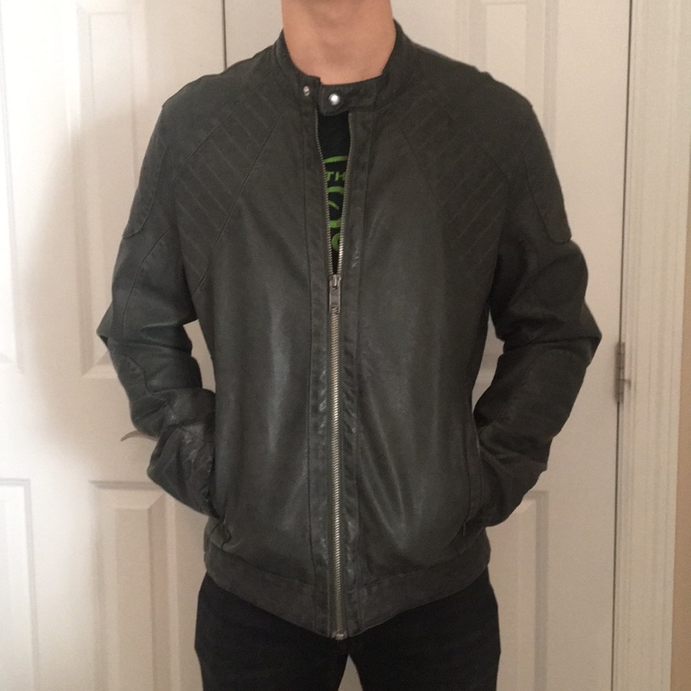 Stylish Gray Leather Jacket High Quality